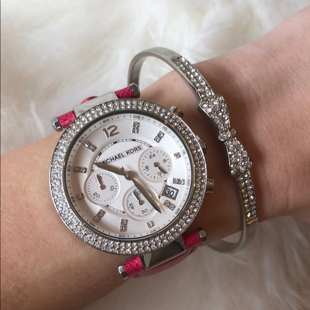 Michael Kors Parker Chronograph Pink Leather Watch